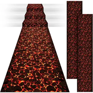 24 Inch x 10 ft Plastic Hot Coals Runner Lava Themed Party Decorations Tablecloth Runner Table Floor Cover for Fire Volcano Halloween Birthday Party Supply (3 Pcs)