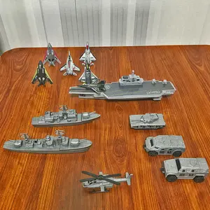 Kids Military Toy Set, Aircraft Carrier Helicopter Fighter Ship Tank Armored Car Manual Launcher, Sea Military Series, New Year Gift