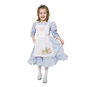 Goldilocks Fairy Tale Costume Dress For Kids - Blue Dress with Bear Apron & Hair Bow - Kids Storybook Outfit - Perfect for Halloween, Pretend Play Fun, Fantasy Theme Party & Cosplay