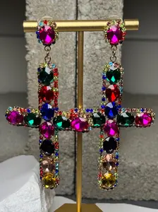 Gem Cross Earrings