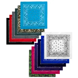 12 Pack Bandanas 100% Cotton 22x22 In Large Multi-Purpose Paisley Cowboy Headwear Square Head Scarf Face Mask headband Headwrap Unisex Men Women
