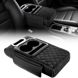 5-in-1 Center Console Cover with 2 Storage Bags Cup Holder,Car Armrest Cushion,Tissue Box Slot, Phone Slot for Sedans,Car Accessories Interior Organizers,Universal Style Memory Cotton Car Armrest Box Pad,Car decoration,Car accessories