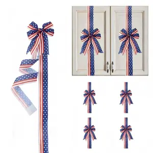 4Pcs Patriotic 4th of July Cabinet Bows, Flags Pattern Cabinet Ribbon Bows for Kitchen Decorations, Independence Day Party Supplies outdoorfun