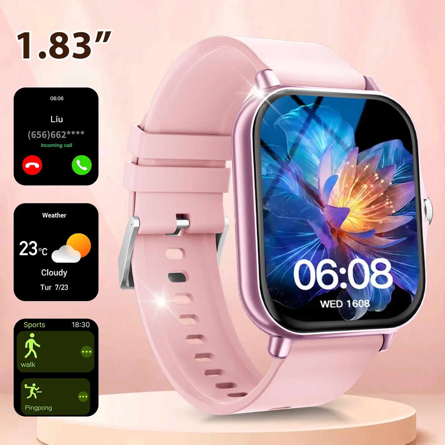Free Delivery Smart Watch, Bluetooth Connect, 1.83 Hd Screen, Wireless Call & Music, Multiple Sports Modes, Text Message, Music Player, Daily Tool, Ideal Gift, Unisex