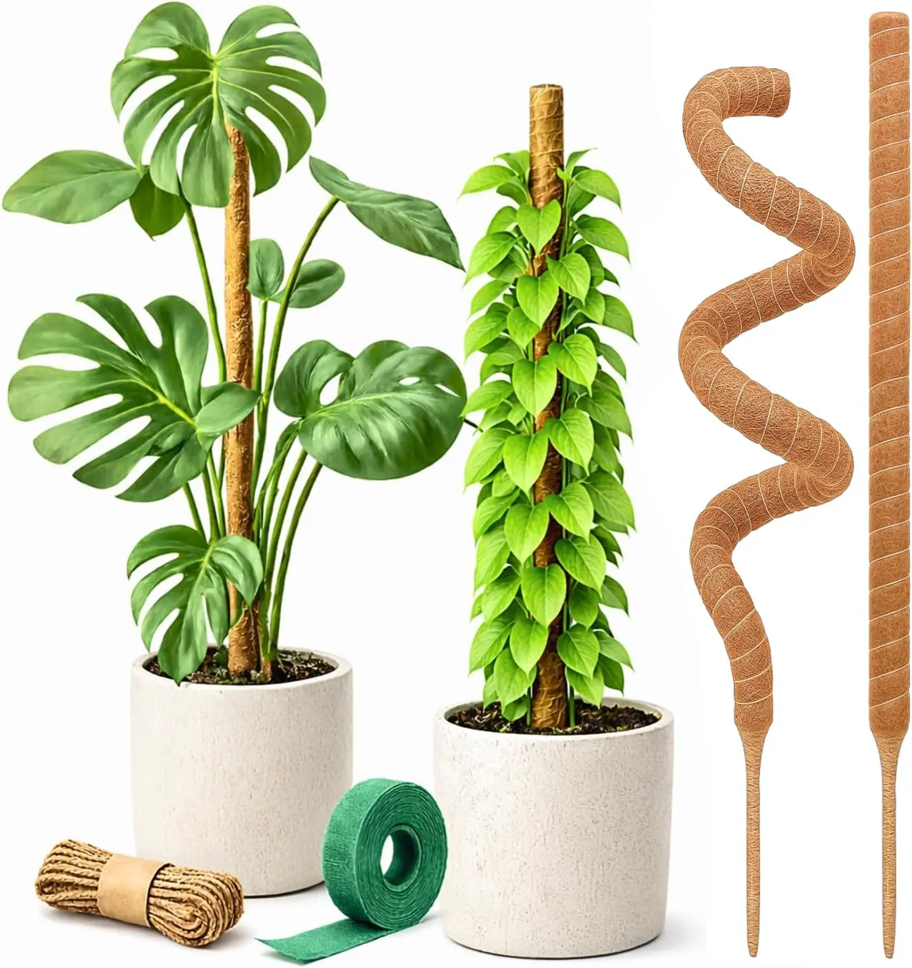 29" Moss Pole Monstera Plant Support, Indoor Plant Stakes | 2 Pack Bendable Stakes Prevents Climbing Plants from Flopping