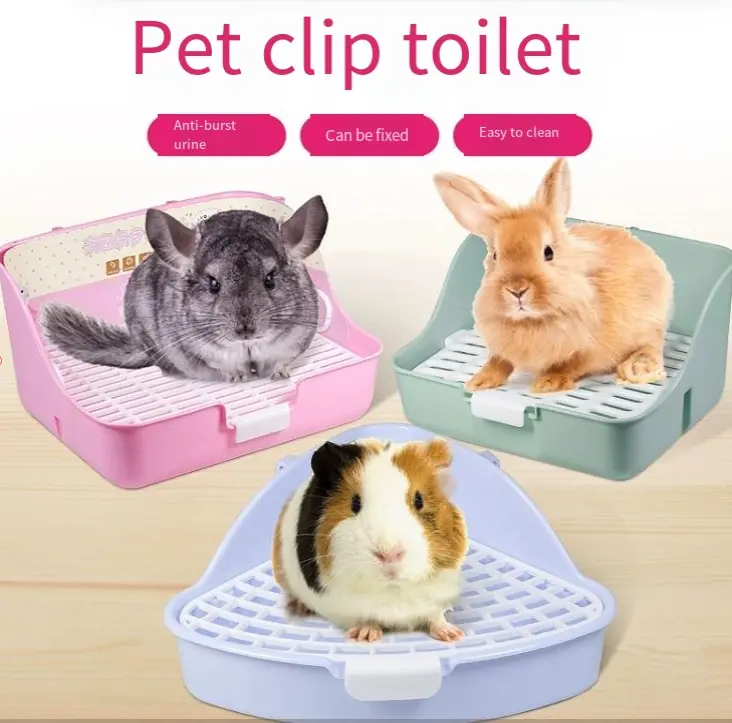 Extra Large Rabbit Litter Box with Anti-Splash Design - Dutch Pig, Dragon Cat, Mink, Triangle Potty Training Pan for Pet Bunnies
