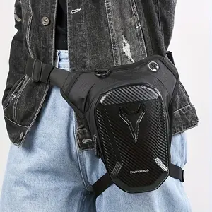 WaterproofMotorcycleLegBagwithHeadphoneJack,AdjustableShoulderStrapandDoubleZipperCompartment-BlackEVAOutdoorRidingWaistBagforOff-RoadBikesandMotorcycles,AdjustableShoulderStrap|SecureStorage|DurableFabricBag