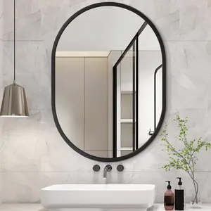 JJUUYOU Oval Mirror Black Metal Framed Small Mirrors for Wall Modern 12"x16" for Bedroom Bathroom Living Room Hallway Entryway Hanging2026