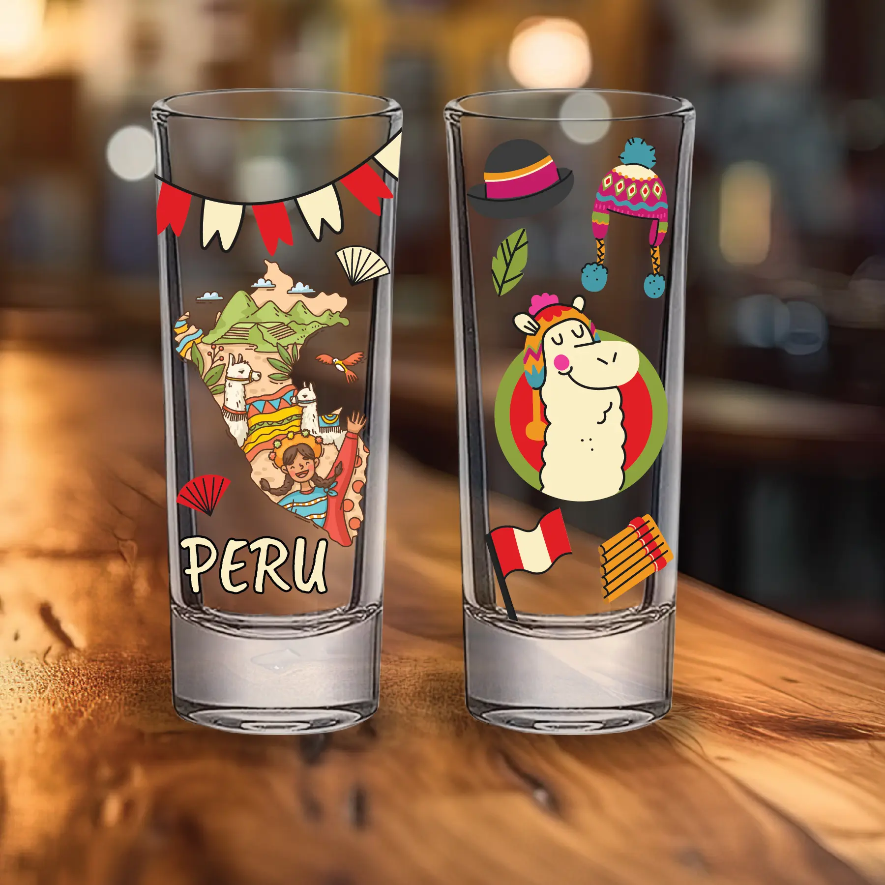 Peru Shot Glasses, Personalized Shots Gifts, Tequila Shots Birthday Gift Drinkware