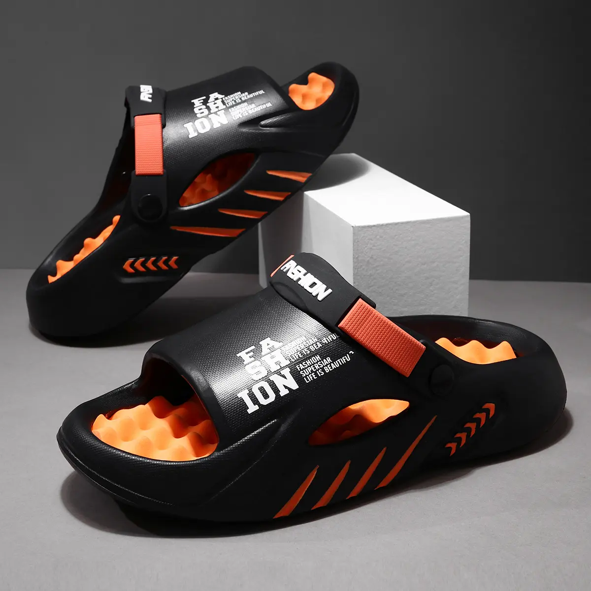 Soccer Recovery Slides - 2026 Global Football Championship Edition - Massage Bubble Footbed - Thick Sole Anti-Slip Cloud Clogs - Unisex Indoor Outdoor Slippers, Shoe, Footwear, Hollow Sole Feels Airy, Anti-Slip Sole Men's Fashion Slippers