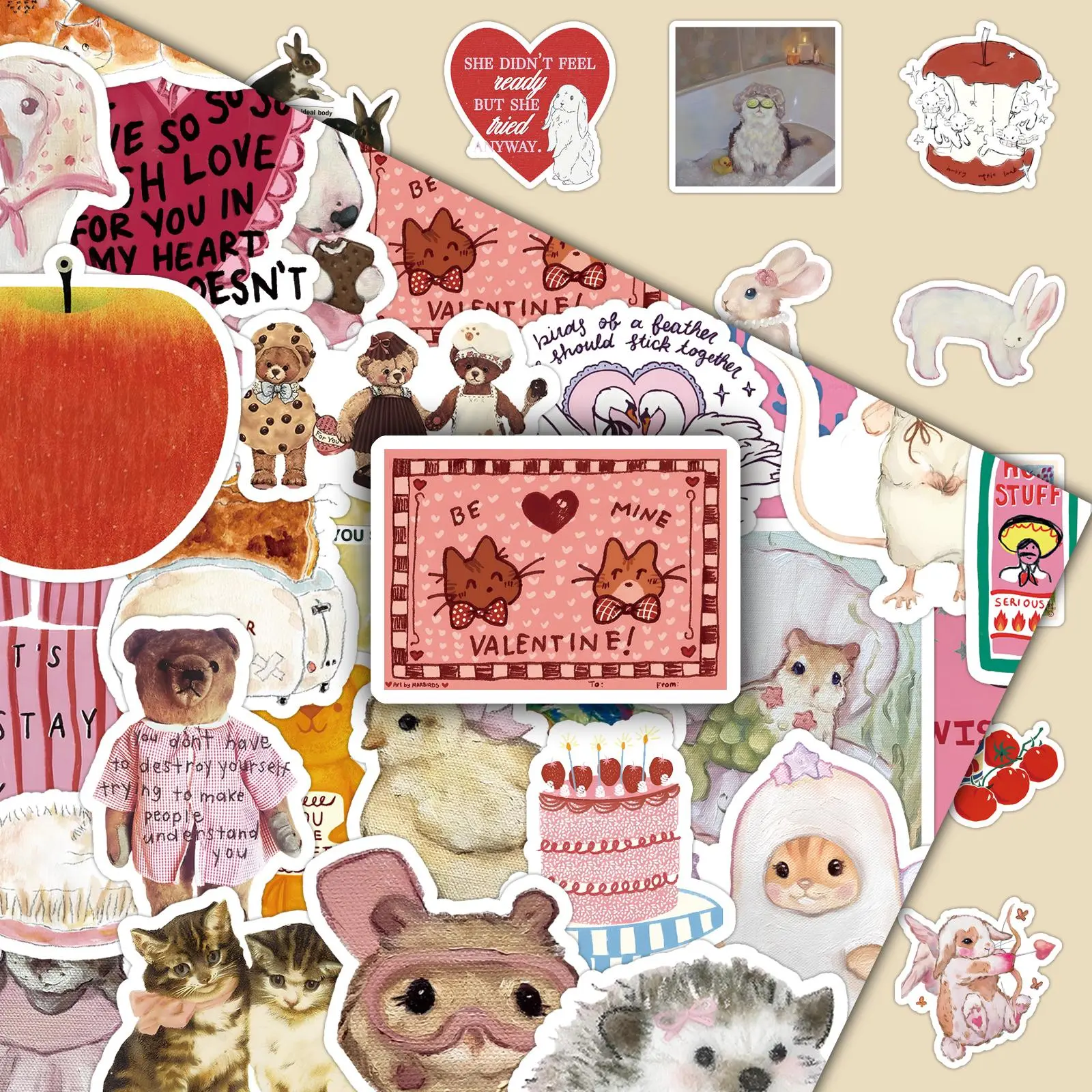 Retro Creative Pattern Sticker, 100pcs Cute Cartoon Sticker, DIY Decorative Sticker for Scrapbooking & Journal Making, Diary Sticker, DIY Sticker Paper, Sticker Sheets, Sticker Packs, Scrapbook Stickers
