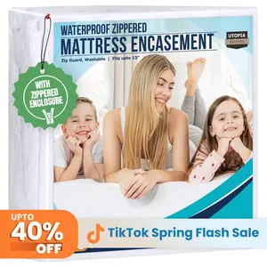 Utopia Bedding Zippered Mattress Encasement Queen | 100% Waterproof & Bed Bug Proof Protector | 6-Sided Cover, Washable & Durable (Pack of 1 & 2) Utopia Bedding Zippered Mattress Encasement Queen | 100% Waterproof & Bed Bug Proof Protector | 6-Sided Cover, Washable & Durable (Pack of 1 & 2)