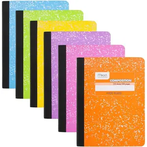 Mead Composition Notebooks, 6, Wide Ruled Paper, 71/2" x 93/4", 100 Sheets, Assorted Bright Colors (950054ECM)