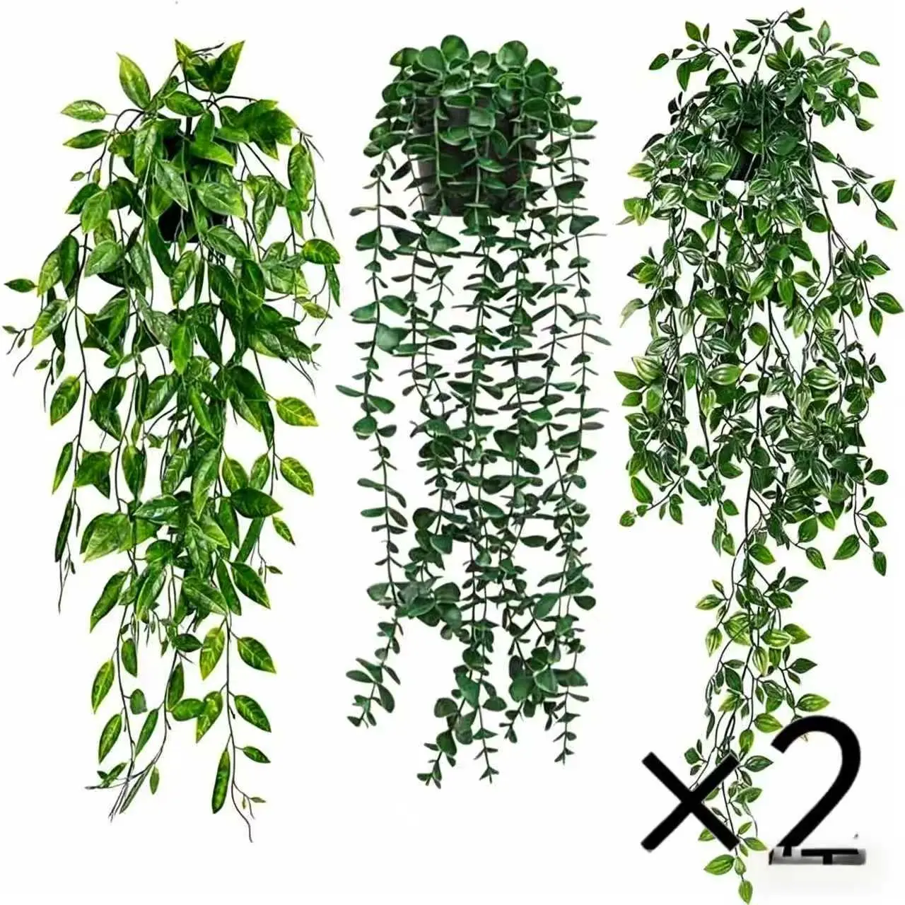 6pcs Lightweight Plastic Hanging Potted Leaf Set - Decorative Photorealism Hyperrealism Artificial Simulation Plant for Home, Outdoor - Home Improvement & Garden Pot Planter Supplies