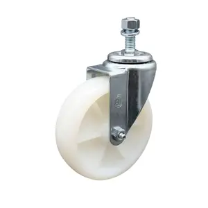 212 MAIN Stainless Steel Nylon Swivel Threaded Castors, 5x1.25 in. White Furniture Moving Wheels, 0.5 in. Threaded Stem (SCC-SSTS20S514-NYS-121315), Furniture Moving Wheel