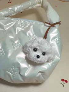 Handmade Fluffy Bichon Dog Head Charm or Keychain | Cute Puppy Bag Charm | Plush Puppy Accessory for Pet Lover | Lovely Gift for Her