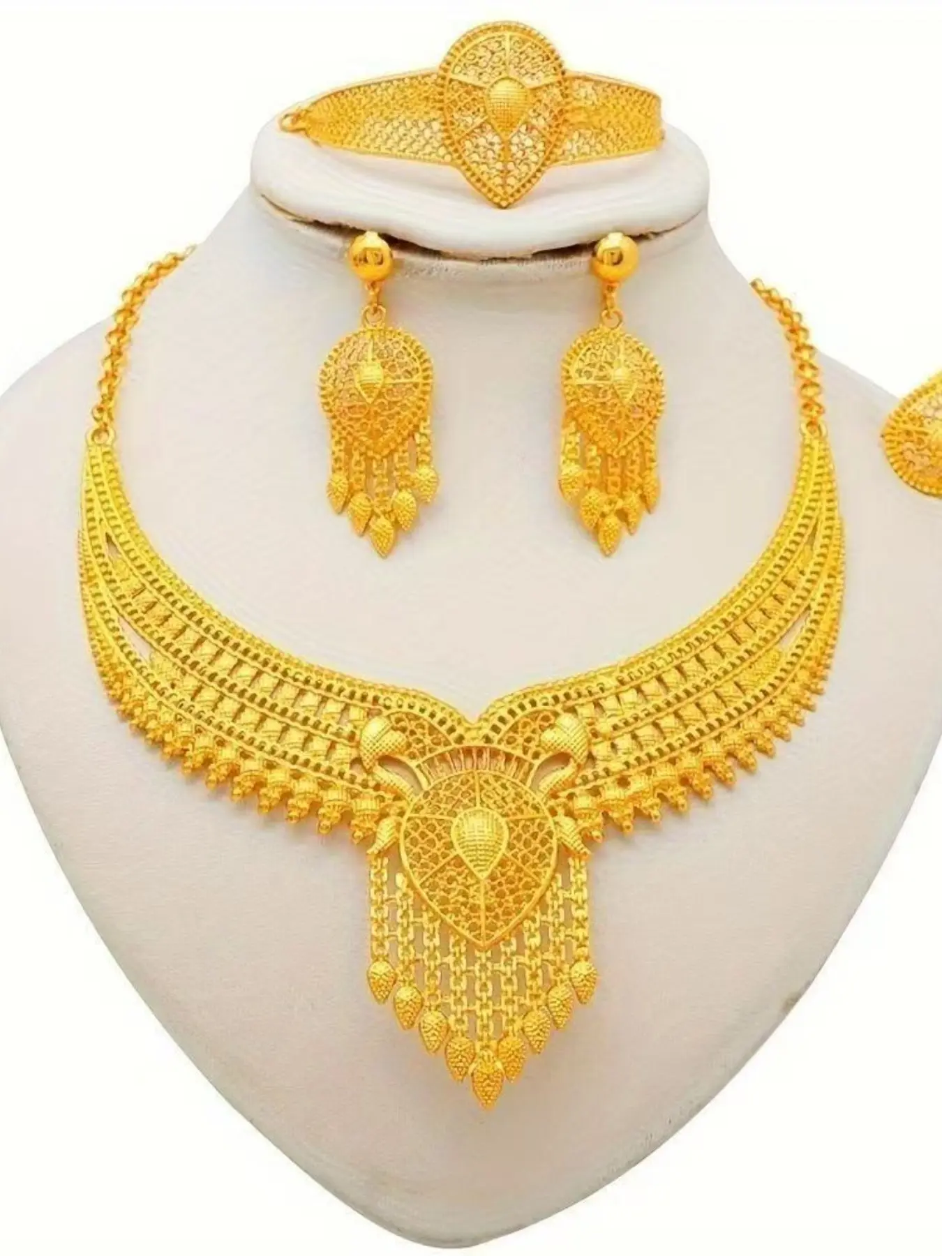 Wedding Jewelry Set, Bride Necklace Bracelet Earrings Ring Four Piece Set, Ethnic Style Women's Accessory, Matching Jewelry Set, Kundan jewellery set, Bridal, Fashion Jewelry Set, Bride Jewelry Set For Wedding Day, Wedding Jewelry Sets For Brides