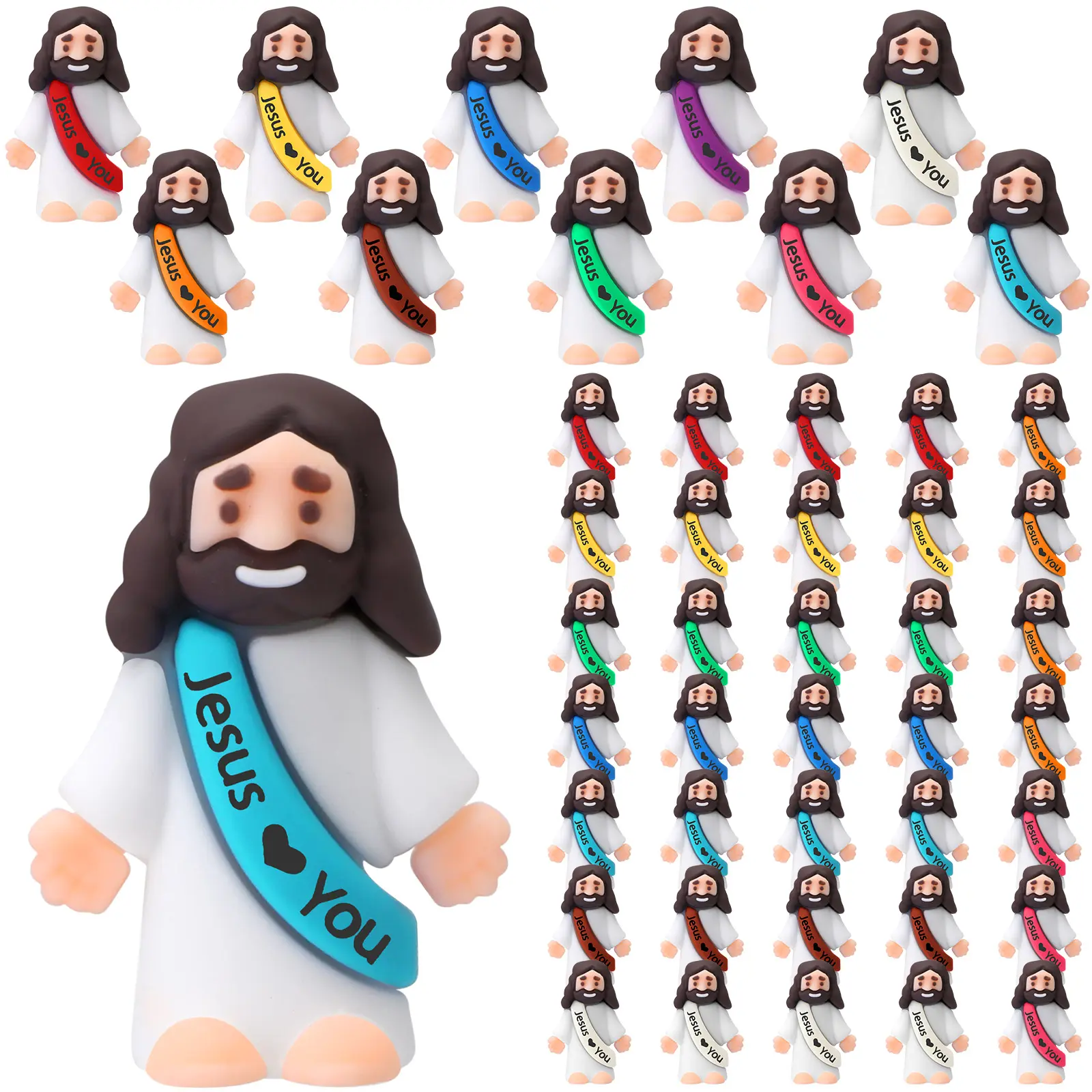 50Pcs Little Jesus Figures Mini Jesus Figures Original Design Jesus love You Figures Cute Jesus Ornaments to Hide and Seek Religious Party Favors Sunday School Baptism Gifts Spread the Gospel