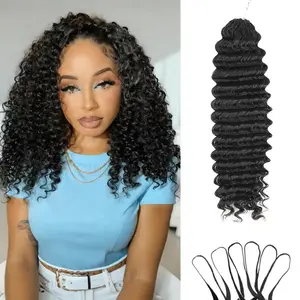 Real Human Hair Knotless Crochet Braids Extensions Suitable for Women - Pre-Separated Deep Hair with String for Braiding, Reusable Fullness Extensions for Dreadlocks & Twists, 50g