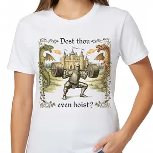Dost Thou Even Hoist Medieval Gym Retro T-Shirt - Funny Renaissance Lifting Tee - Vintage Medieval Knight Workout Shirt - Humorous Fitness Graphic Top - Retro Gym Enthusiast Gift