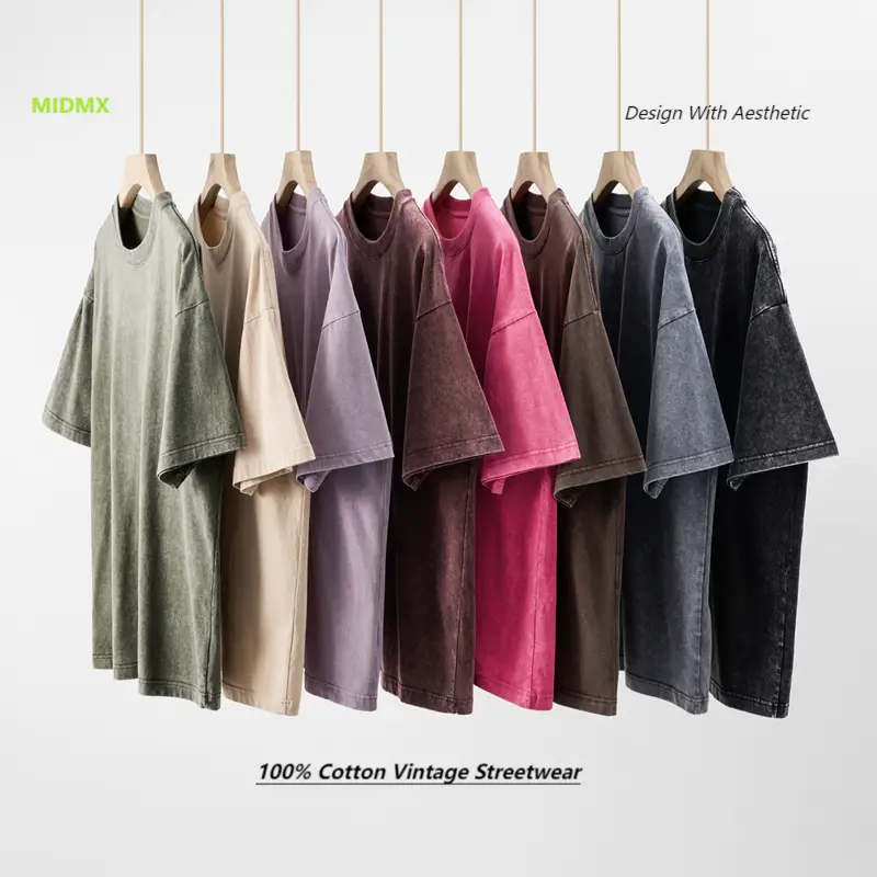 MIDMX Oversized Vintage Streetwear Cotton T-Shirts Solid Colors Men Women's Wear Summer Tops Baggy Crewneck Loose Fits Style 100% Pure Plant Dyed Comf