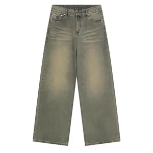 Aelfric Eden Mud Dyeing Washed Jeans Clothing Pants Streetwear Denim Style Fit Bottom Trouser Baggy Jeans