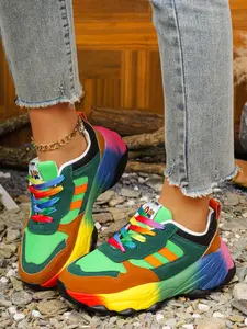 Thick Sole Rainbow Sneakers, Height-Boosting and Slimming, Comfortable for Spring and Summer, High Street Appeal Shoes