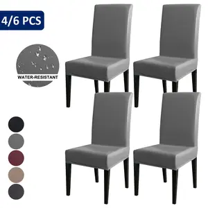 4/6 Piece Faux Leather Chair Covers, Elastic Easy Washable, 100% Waterproof, Home Office Hotel Party Use, Chair Protector, Dining Chair Slipcover