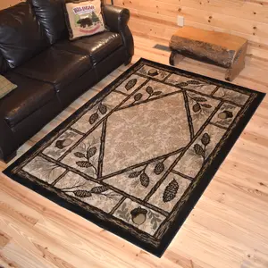 Mayberry Brasstown Bald Rustic Lodge Pine Cone Area Rug