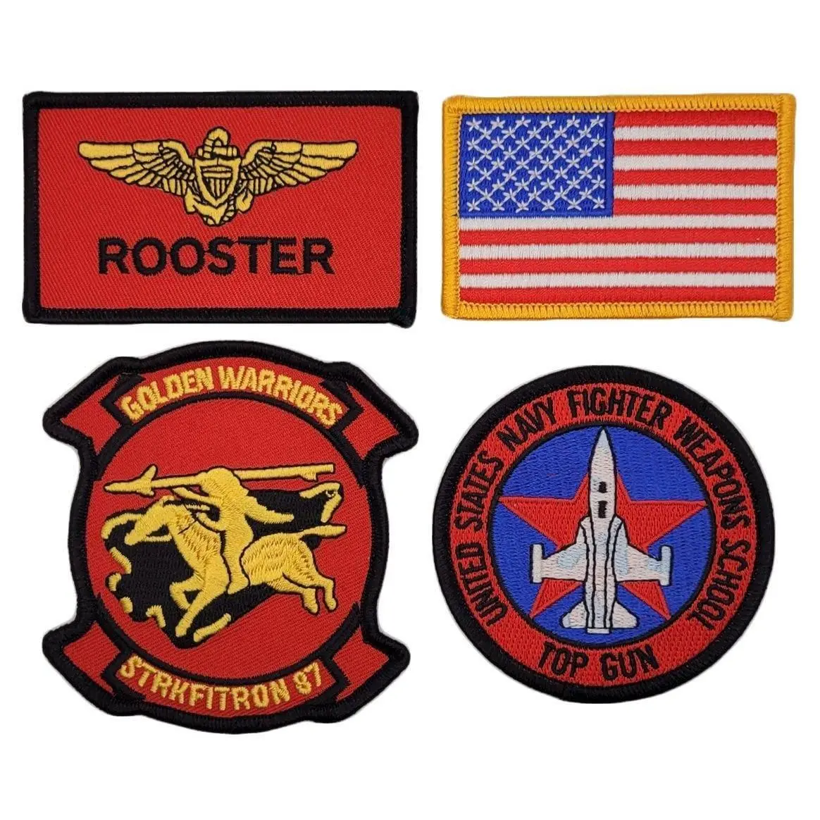 Bradley Rooster Navy Firefighter Patch [4PC Bundle -Iron On Sew on ]