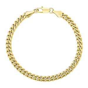 14K Gold Plated Cuban Bracelet 5mm-9mm Sizes (7 Inch-8 Inch)
