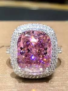 Elegant Square Micro-Pavé Diamond Ring, Women's Fashion Jewelry Gift for Valentine's Day & Christmas, Unique Design Accessory, Bridal Engagement Ring