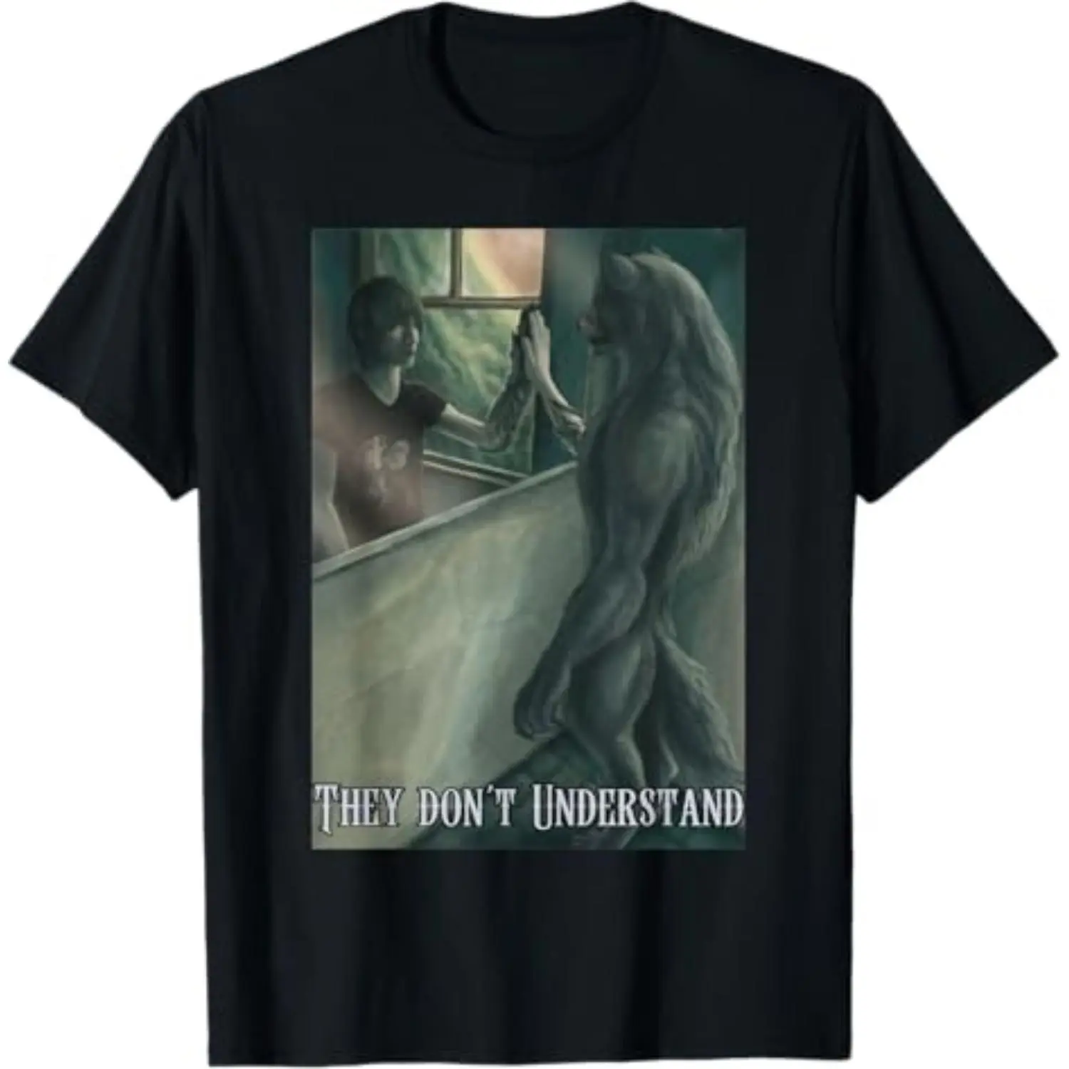 Men's Streetwear Short-Sleeve T-Shirt, Menswear Top with Werewolf Ripping Meme "Literally Me" Alpha Wolf Design, Tshirt, Shortsleeve, Classic Fit, Lightweight, Werewolf Print, Double Needle, Alpha Wolf Art, Casual Fit