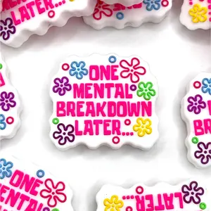 1pc One Mental Breakdown Later Silicone Focal Beads - Funny Humor Crafting Supplies DIY
