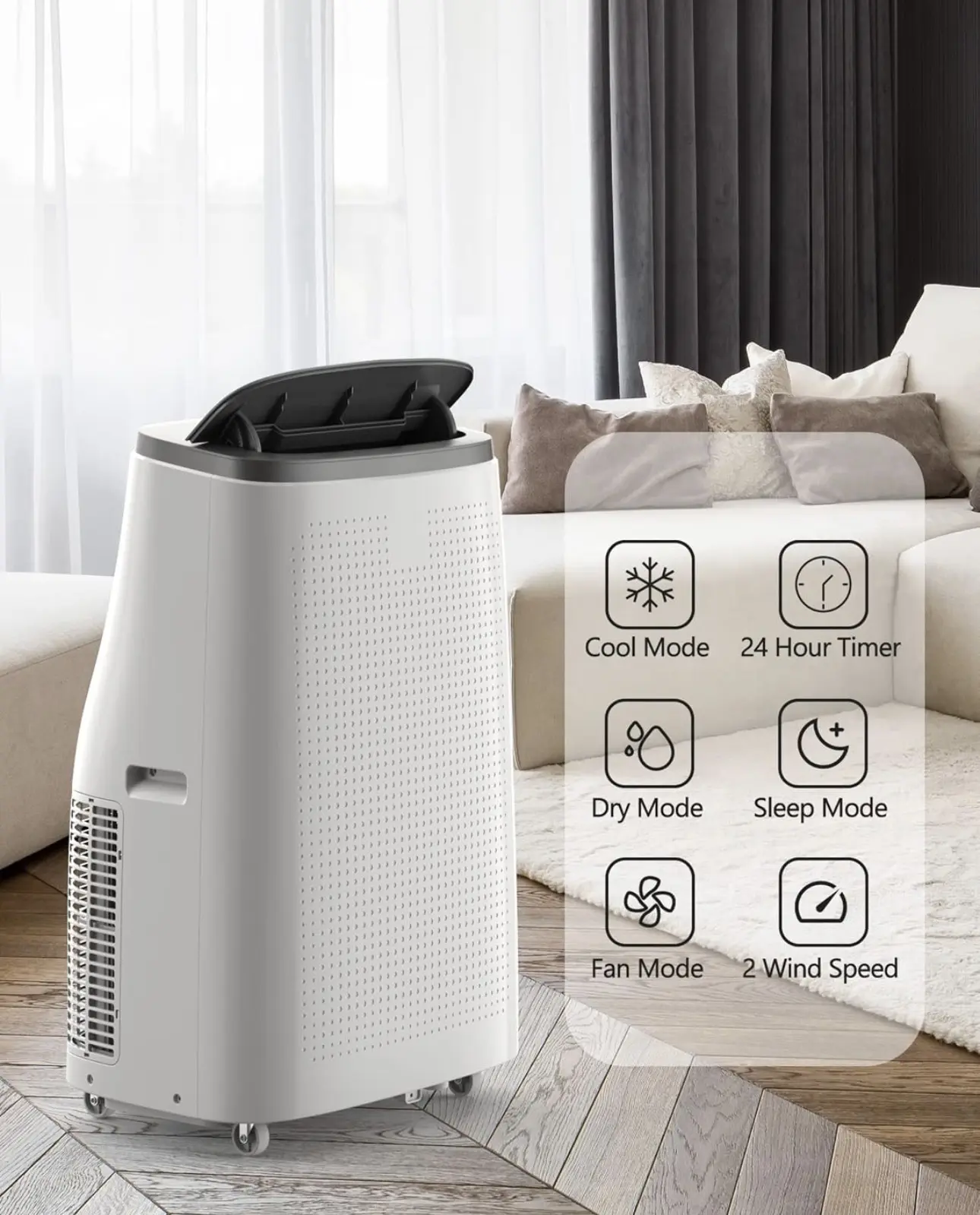 14000 BTU Portable Air Conditioner 3-in-1 Air Cooler w/Dehumidifier & Fan Mode