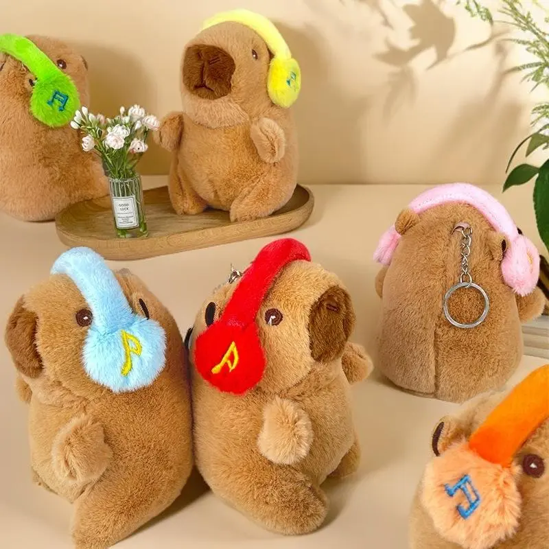 Cute Capybara Plush Keychain Backpack Pendant Toy Car Key Ring Decoration Accessories Kawaii Stuffed Doll Children Birthday Gift