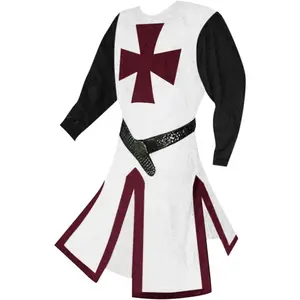 PASLTER Mens Medieval Crusader Knights Tunic Renaissance Warrior Templar Cosplay Costumes Tops Menswear Clothing