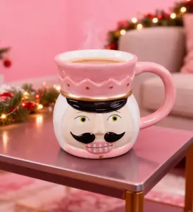 Ceramic 15 oz Nutcracker Mug - Classic Drinkware with Pink Mug Ideal for Coffee and Drinkware