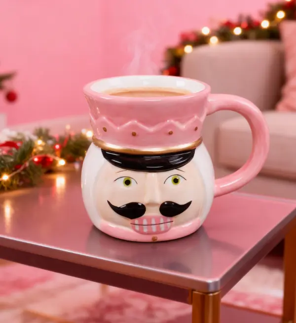 Ceramic 15 oz Nutcracker Mug - Classic Drinkware with Pink Mug Ideal for Coffee and Drinkware