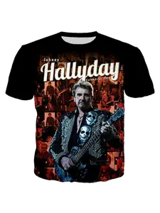 New Most Popular Pop Singer Johnny Hallyday 3D Printed T-shirt Men Women Rock Casual Streetwear Clothes Hip Hop Harajuku Tops