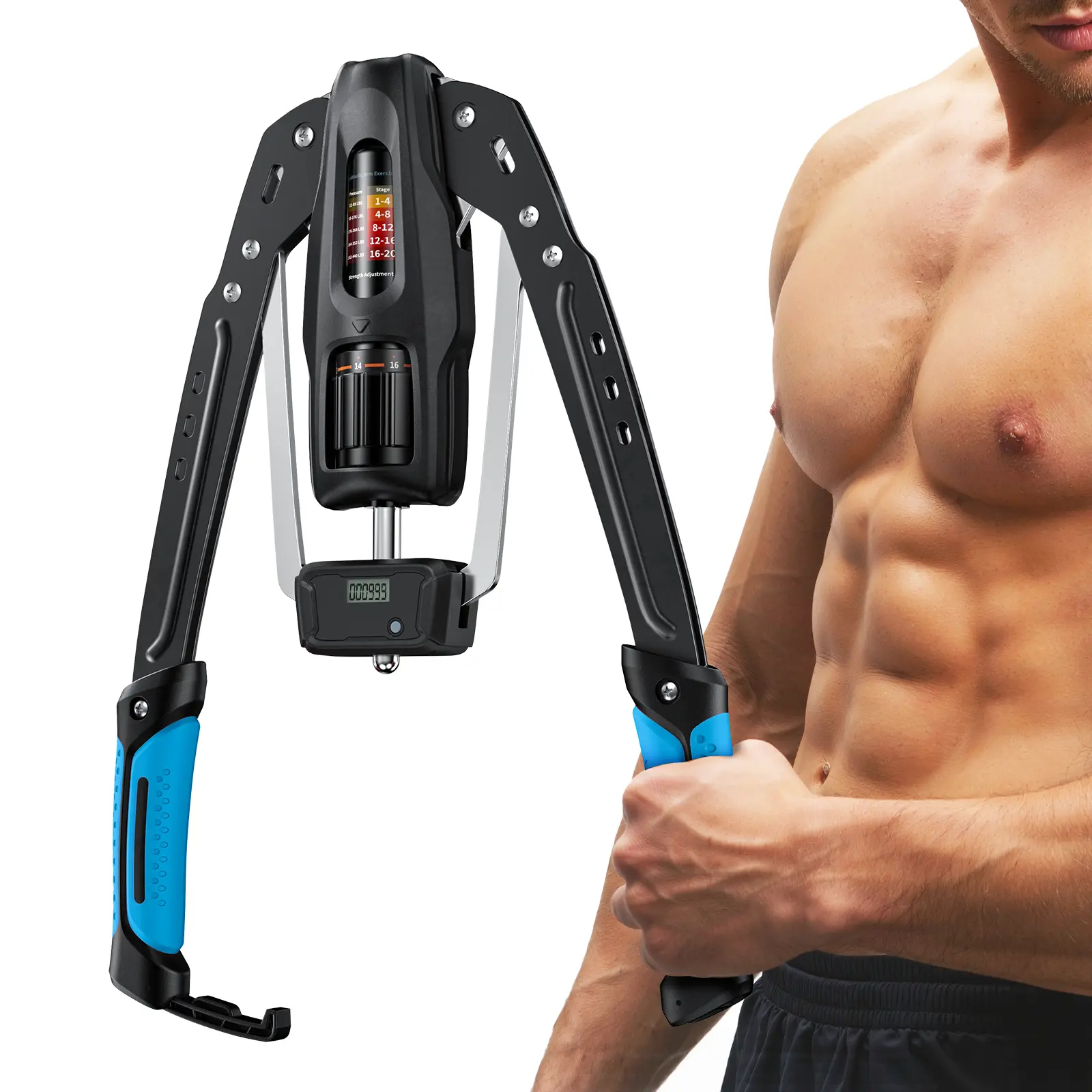Merach Hydraulic Arm Trainer with Counter, 22-440lbs Adjustable Chest Expander for Home Gym, Arm & Shoulder Strength Training Equipment Summervibes
