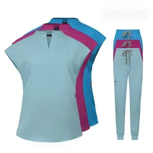 2025 Nurse Scrub Uniform Set Doctor Nurse Workwear Skin Management Beauty Salon Nurse Surgeon Stand Collar Comfortable Scrub Suit Surgical Uniform