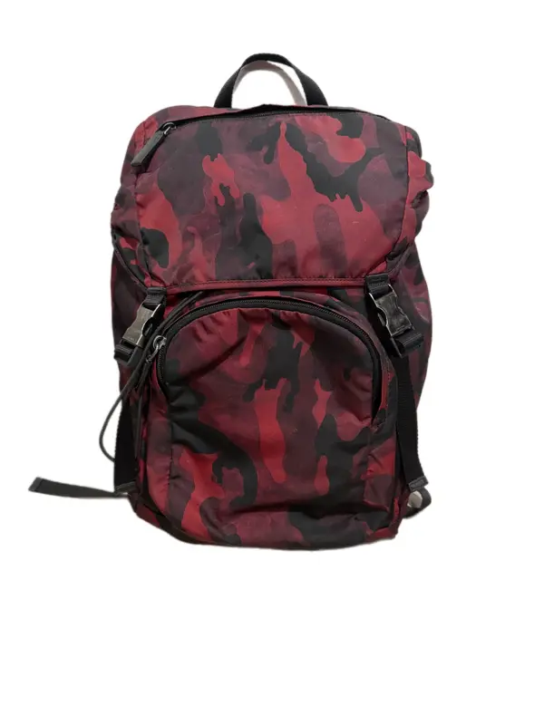 Pre-owned PRADA As Seen On Screen As Seen On Screen BE26 Bordeaux Tessuto Camouflage Backpack $1399