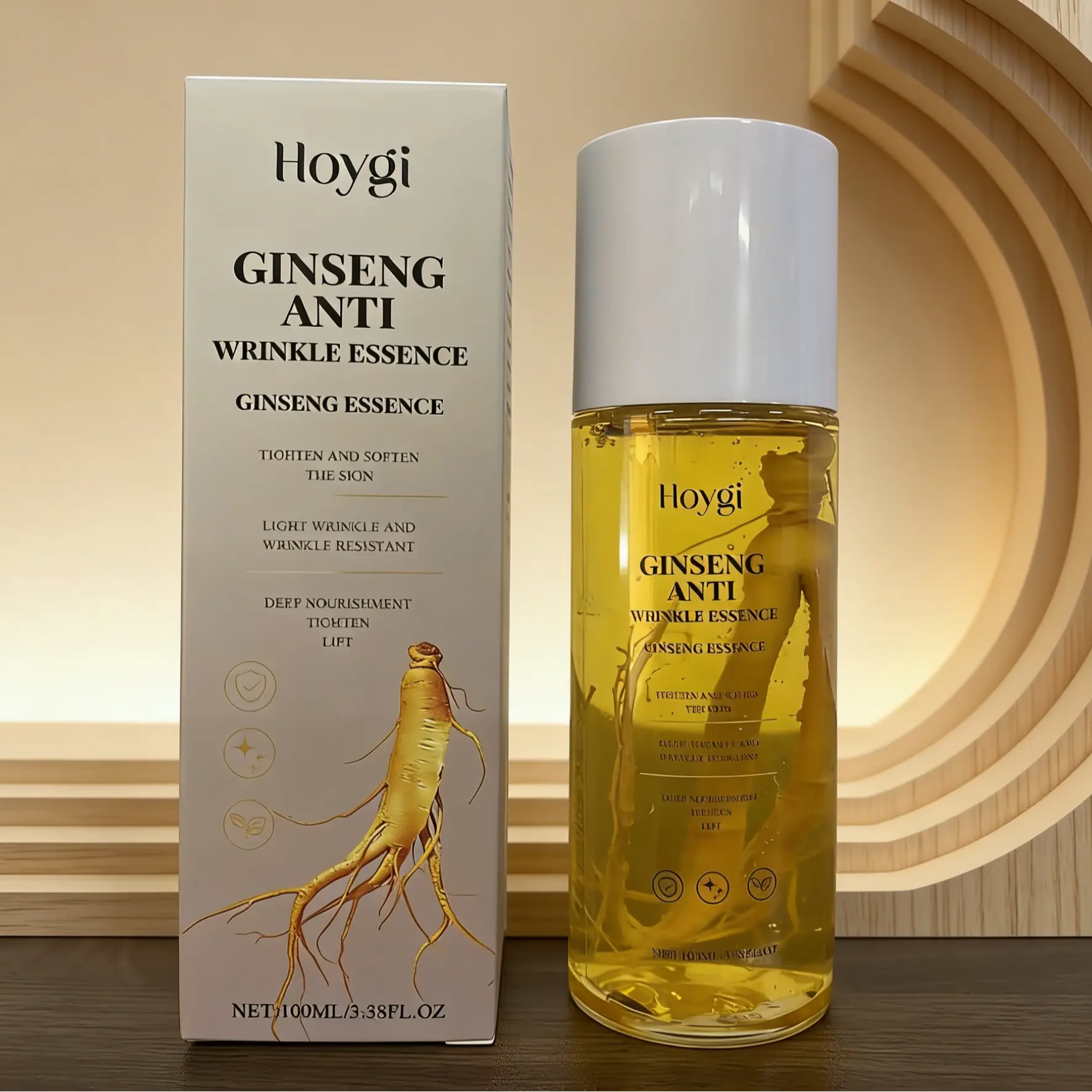 Ginseng Firming Essence Liquid, Reduces Fine Lines & Eye Wrinkles, Improves Skin Tightness, Nourishes Soft Smooth Skin Care Serum, Firming Moisturizing Serum