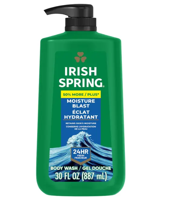 Irish Spring Mens Body Wash, Moisture Blast Body Wash for Men, Feel Fresh All Day, 30 Oz Pump Bottle