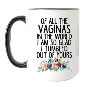 Of All The Vaginas In The World So Glad I Tumbled Out Of Yours Mug, Funny Mug, Mother's Day Gift, Birthday Gift For Mom, Novelty Coffee Mug, Gifts For Mother Mommy