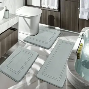 3pcs Non-Slip Absorbent Bathroom Mat Set  For Home Decor Bathroom Essential items Light gray Bath Mats Bath Rug home essentials bathroom accessories