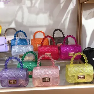 Women's 2026 Trendy Quilted Jelly Purse, Mini Transparent Crossbody Bag with Beaded Top Handle, Cute Small Shoulder Handbag for Casual & Party, Crossbody Bags for Women,summervibes