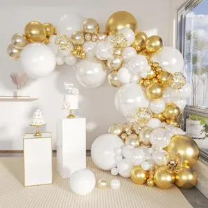 143-Piece Gold, White & Champagne Balloon Arch Kit for Wedding, Bridal Shower & Baby Shower