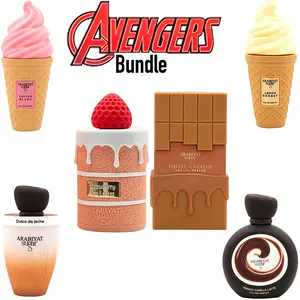 AVENGER BUNLDE Arabiyat Sugar Strawberry Tres Leches,French Vanilla Latte,Toffee Ganache,Cotton Blush,Dulce de Leche Eau De Parfum 3.4 FL.OZ For Women And Men gourmand fragrance
